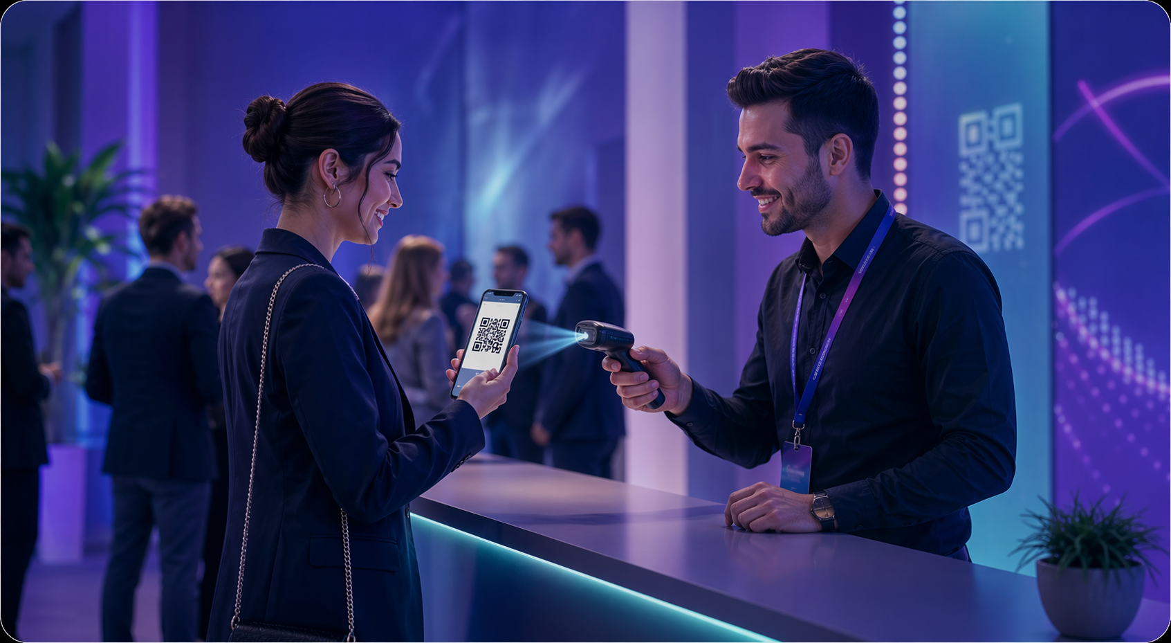 Acreditacion de invitados con escaneo de codigo QR en acceso a evento